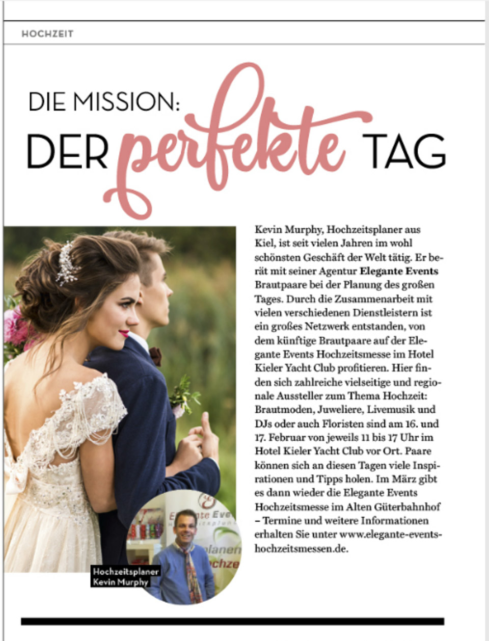 KielerLeben Februarausgabe 2019 - Elegante Events Hochzeitsmesse Kiel